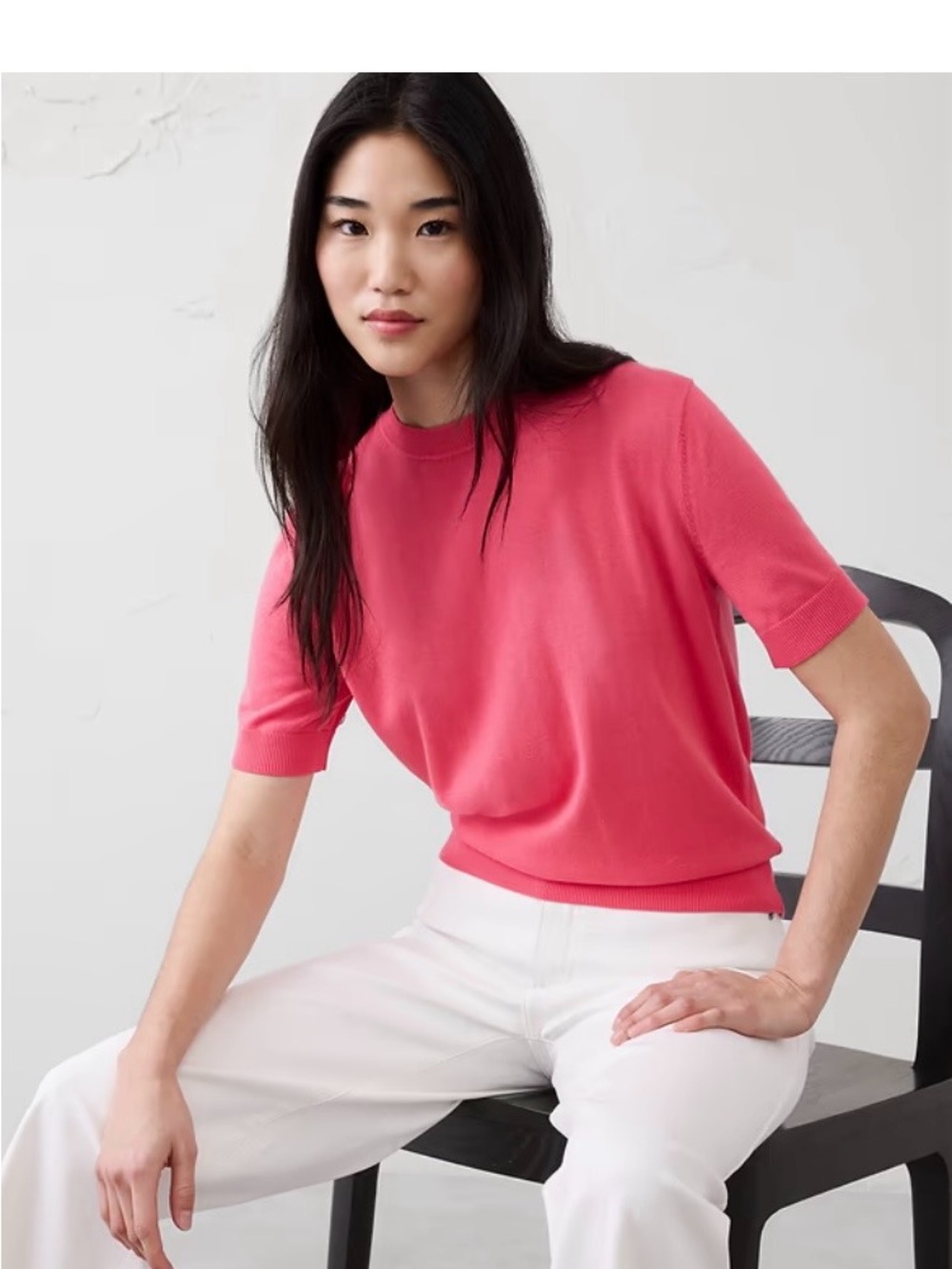 Banana Republic Factory Coral Short Sleeve Crewneck Top